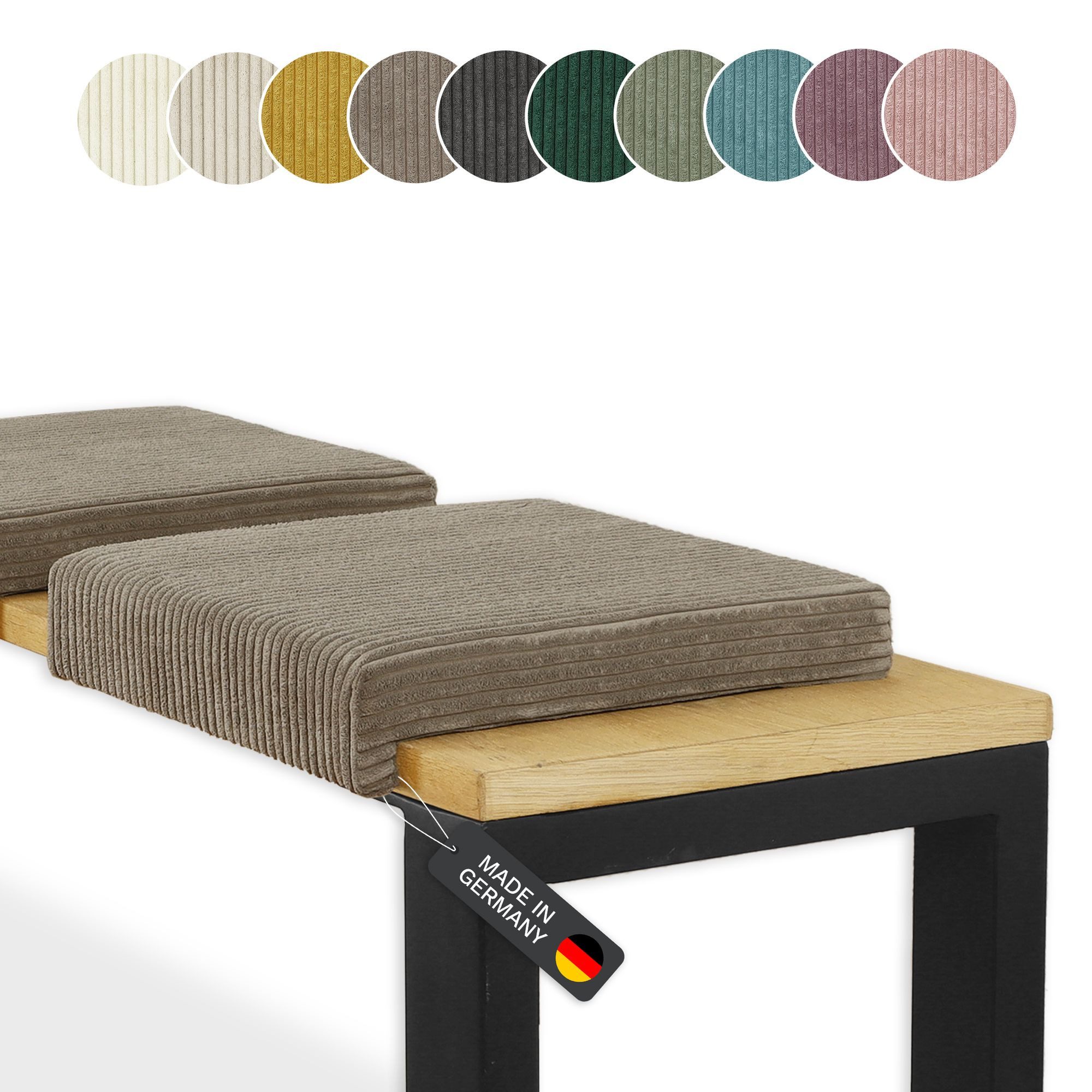 Lycce Bankauflage Bankauflage Klemmkissen 1 Leiste, Cordstoff extra Polsterung, (1 St), für Banktiefe ab 35 cm, verrutscht nicht, versch. Farben