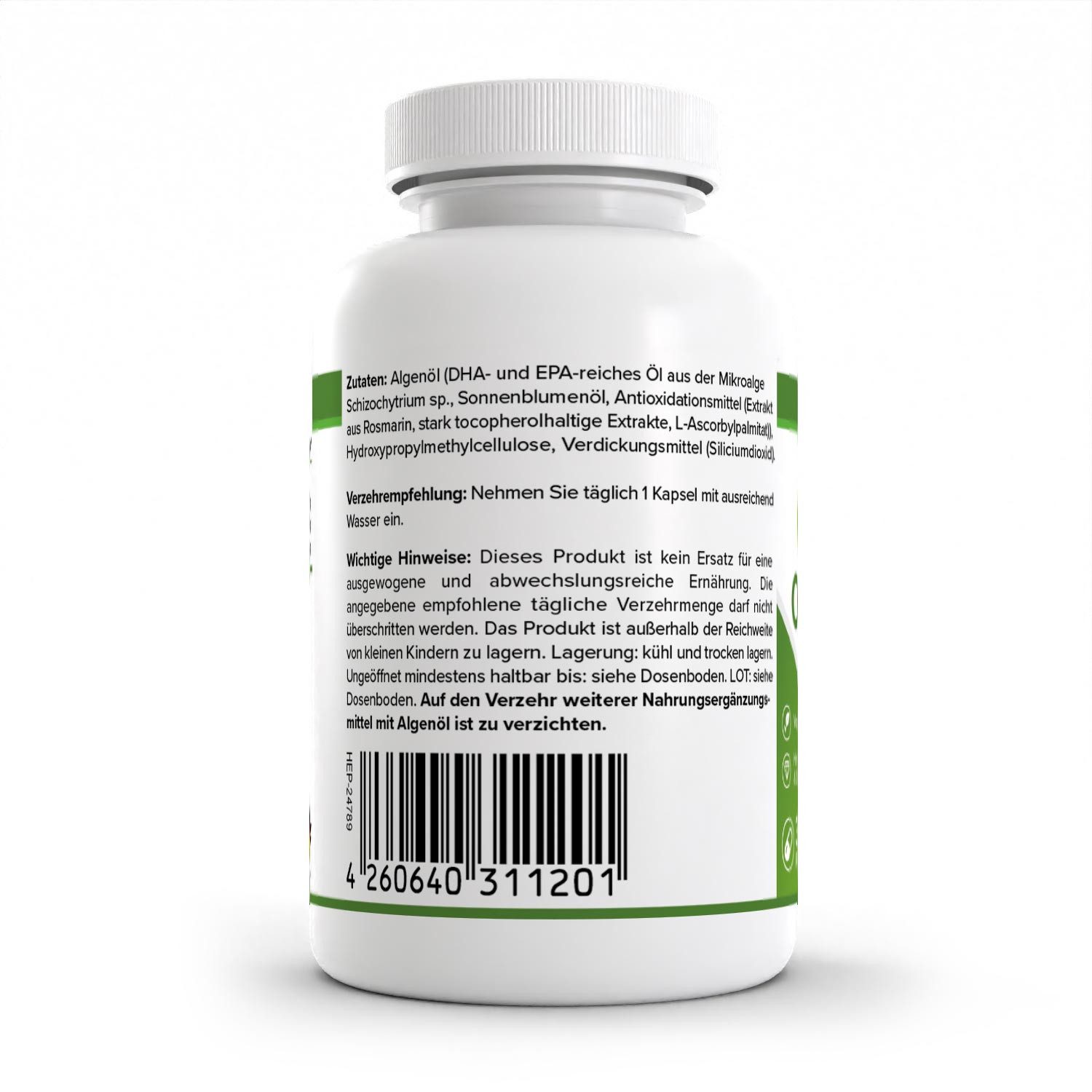 Zec+ Nutrition HEALTH+ Algen-Öl Kapseln, Vegan Omega 3, 60 Kapseln Kapsel