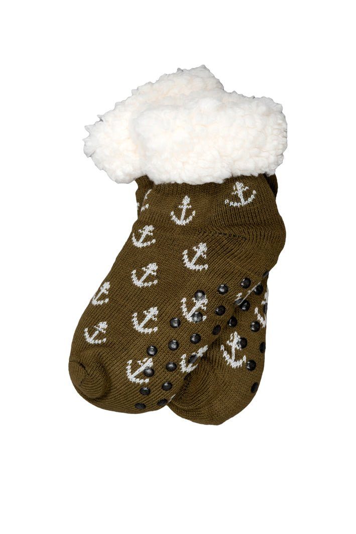 Beauty Thinxx Norwegersocken Kurze Hüttensöckchen "Anker" (Ein Paar Socken, 2 Socken) Dein Antistress-Accessoire für wahre Winter Wohlfühlmomente. Oliv