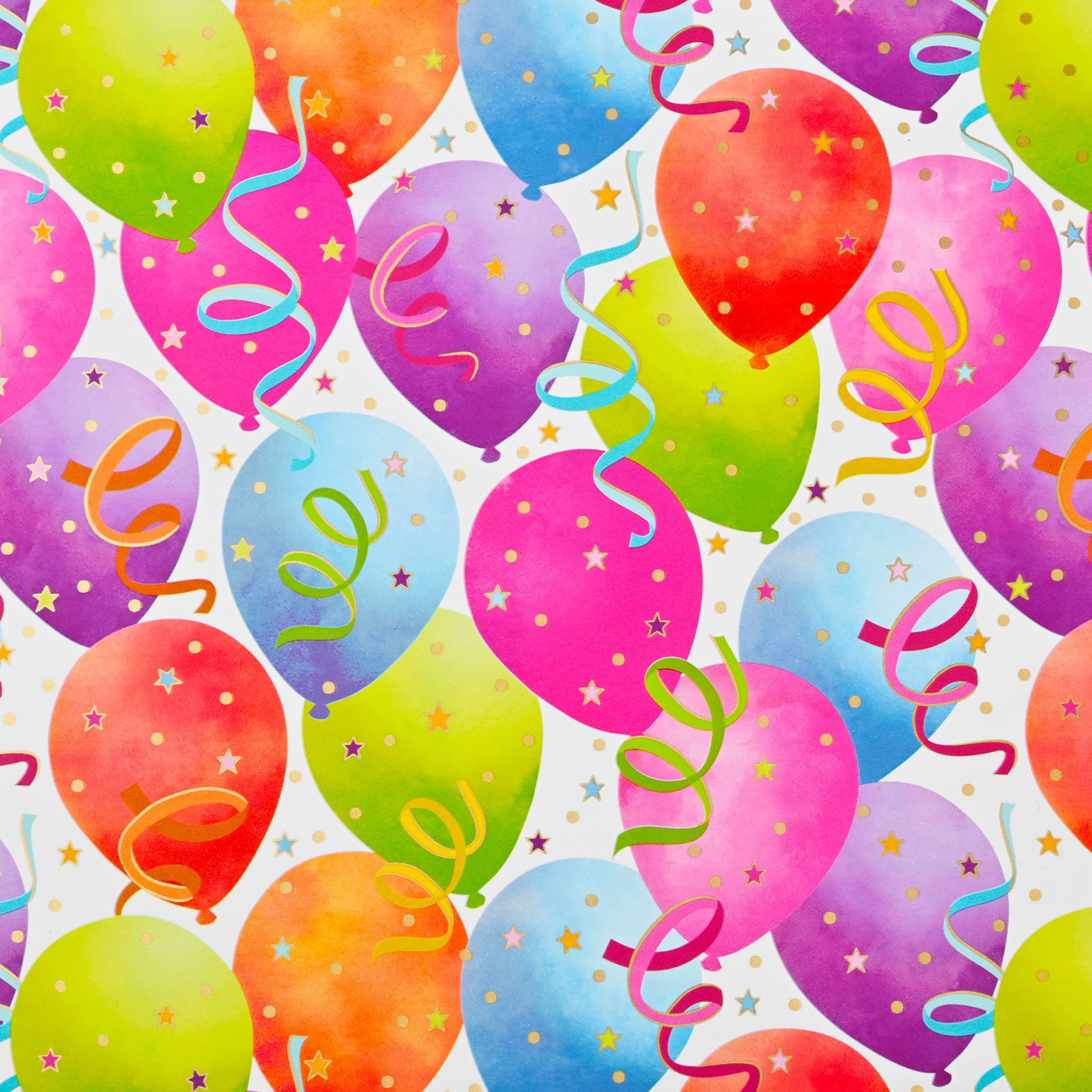 Star Geschenkpapier, Geschenkpapier Ballons 70cm x 2m Rolle Bunt