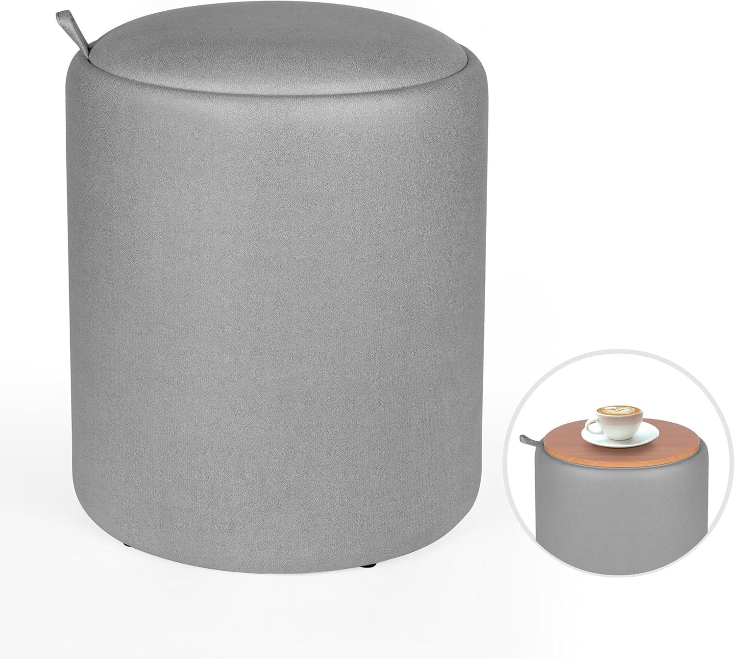 Zedelmaier Sitzhocker rund Hocker Zylindrischer Samthocker Fußbank (Set), mit stauraum