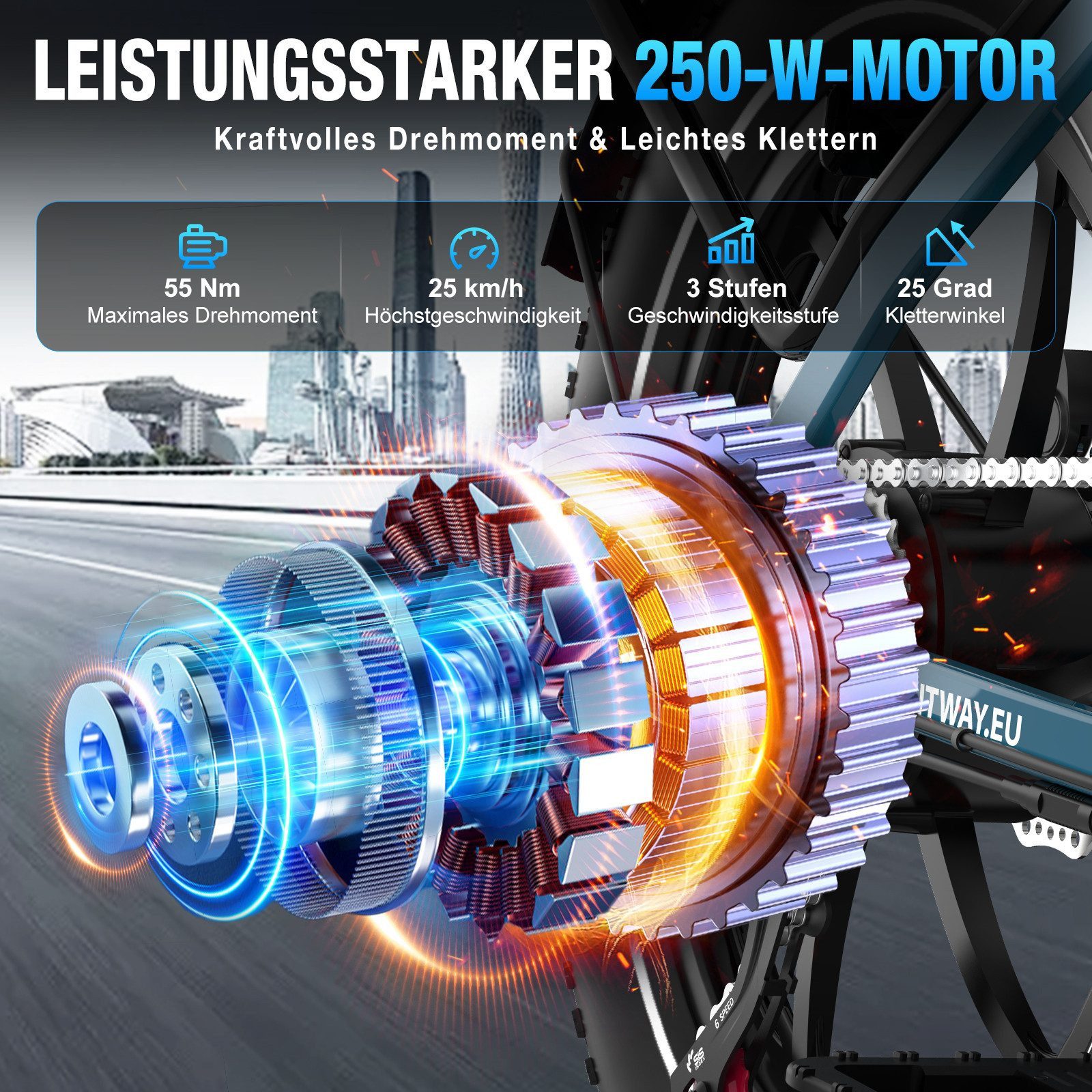 HITWAY E-Bike Faltrad 20*3,0 zoll Elektrofahrrad Pedelec mit 36V15,6Ah Akku, 7 Gang shimano shimano Schaltwerk, Kettenschaltung, Heckmotor, 561,6 Wh, Klappfahrrad E Mountainbike für Damen u. Herren