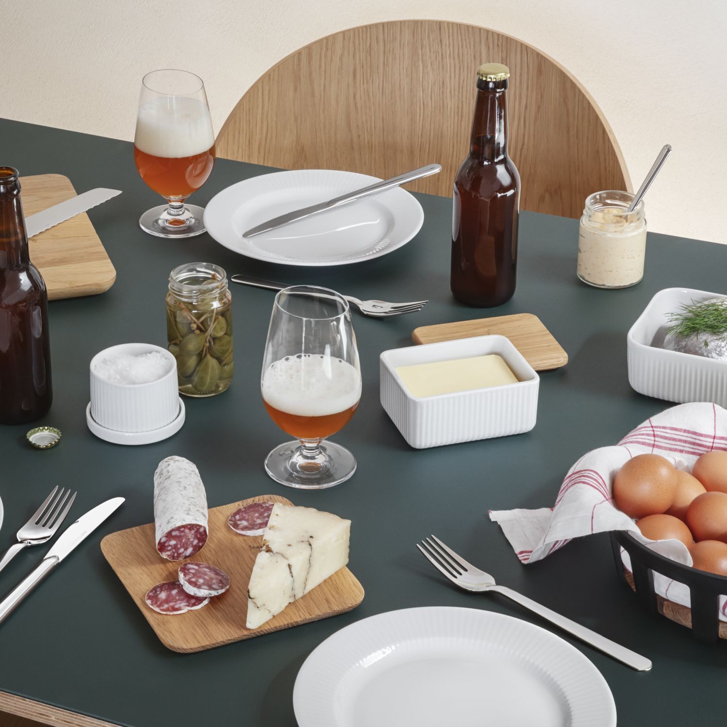 Eva Solo Butterdose Legio Nova, Porzellan, Eichenholz, (1-tlg)