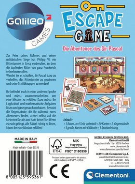 Clementoni® Spiel, Detektivspiel Galileo, Escape Game Die Abenteuer des Sir Pascal, Made in Europe; FSC® - schützt Wald - weltweit