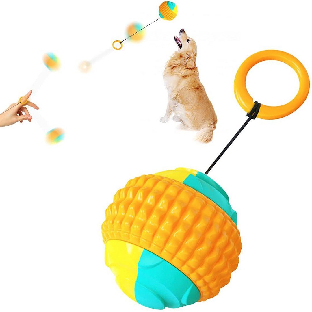 SOTOR Futterball Hundeball,einziehbarer Ball Kordelzug interaktives Haustierspielzeug, multifunktionales Haustier-Beißspielzeug