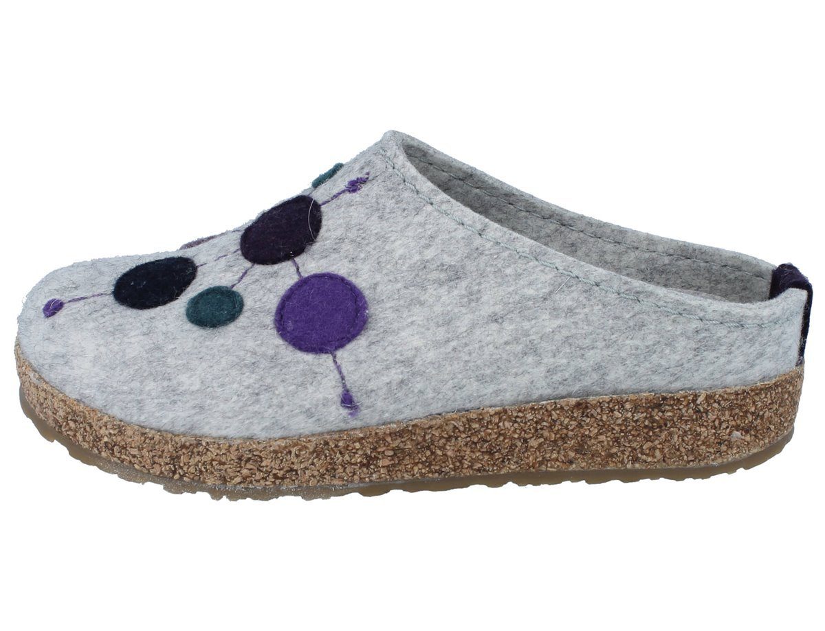 Haflinger HAFLINGER Grizzly Hausschuhe grau lila Wollfilz - Größe: 39 Clog