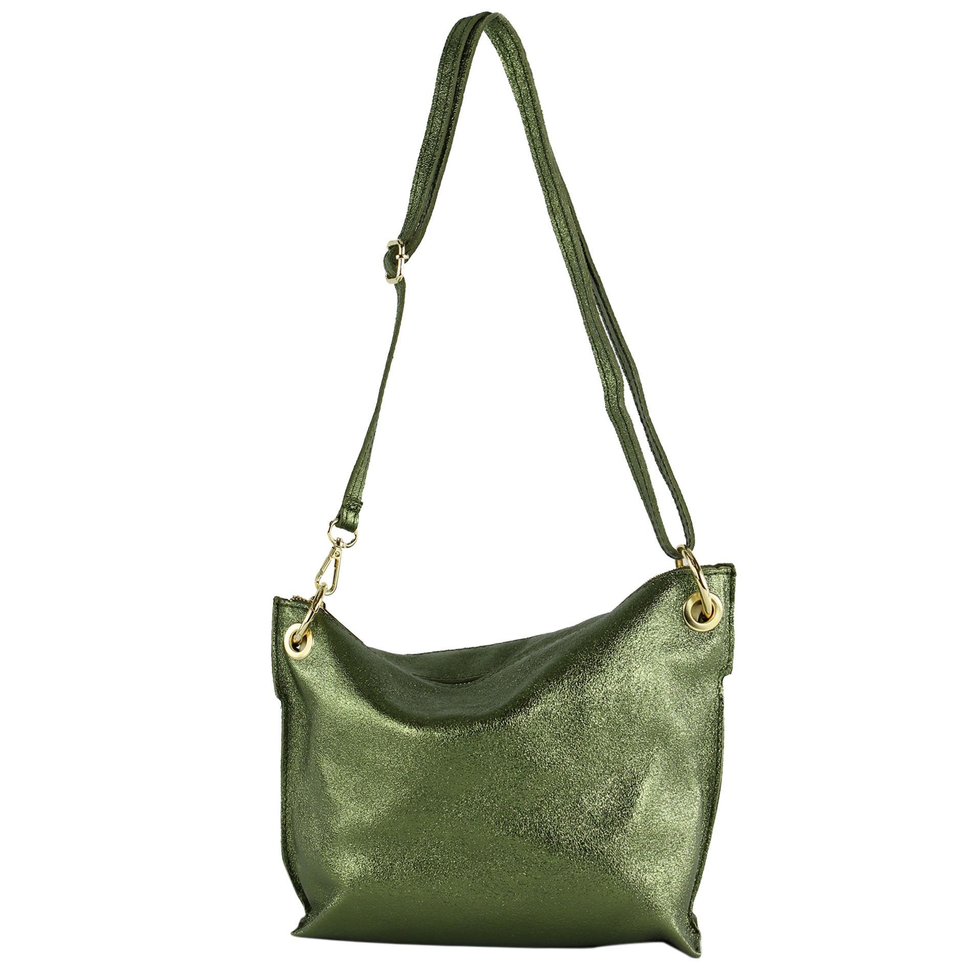 modamoda de Schultertasche T243, Echtleder Handmade in Italy