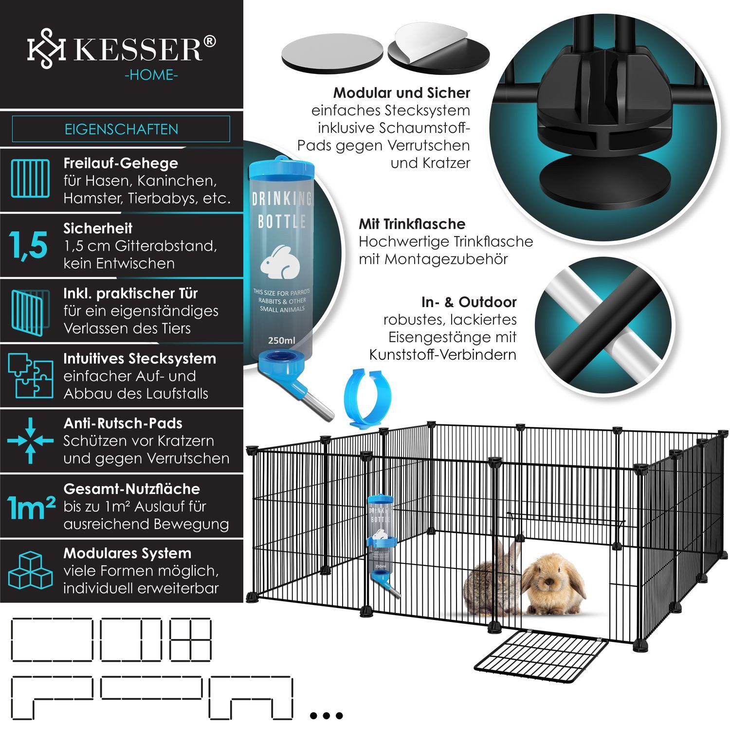 KESSER Freigehege, Freigehege Gittergehege für Kaninchen aus Metallgitter XXL