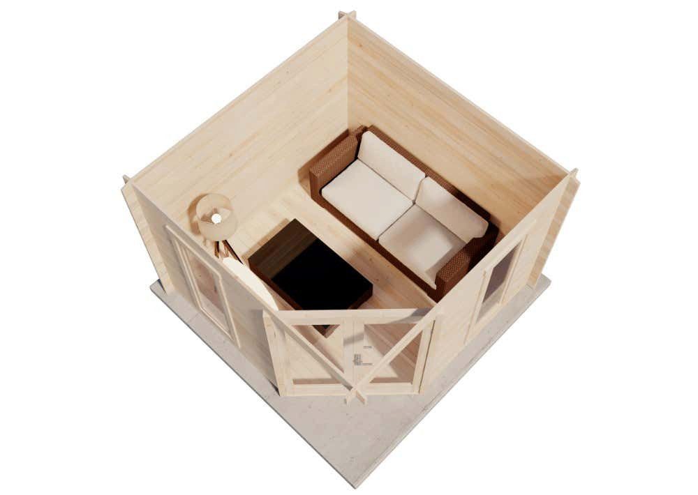 Alpholz Gartenhaus Holz 5-Eck Liwa Compact, BxT: 312x312 cm, in Naturbelassen mit 28mm Wandstärke