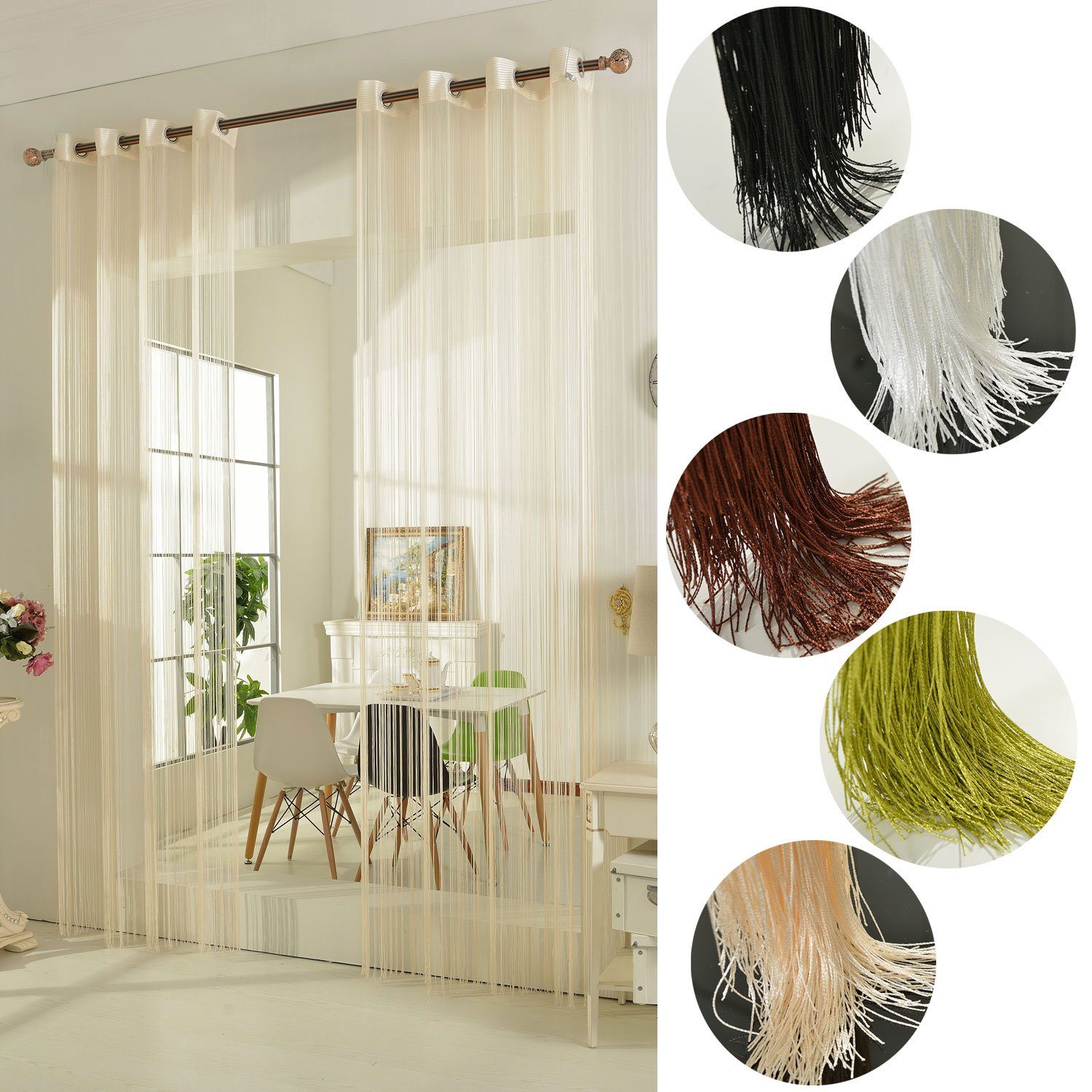 Gardinenbox Gardine (1 St), Ösen, Fadengardine, Fadenstore Raumteiler 20304 günstig online kaufen