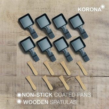 KORONA Raclette 45071, 8 Raclettepfännchen, 1200,00 W, drehbar, mit Naturstein- & antihaftbeschichteter Grillplatte