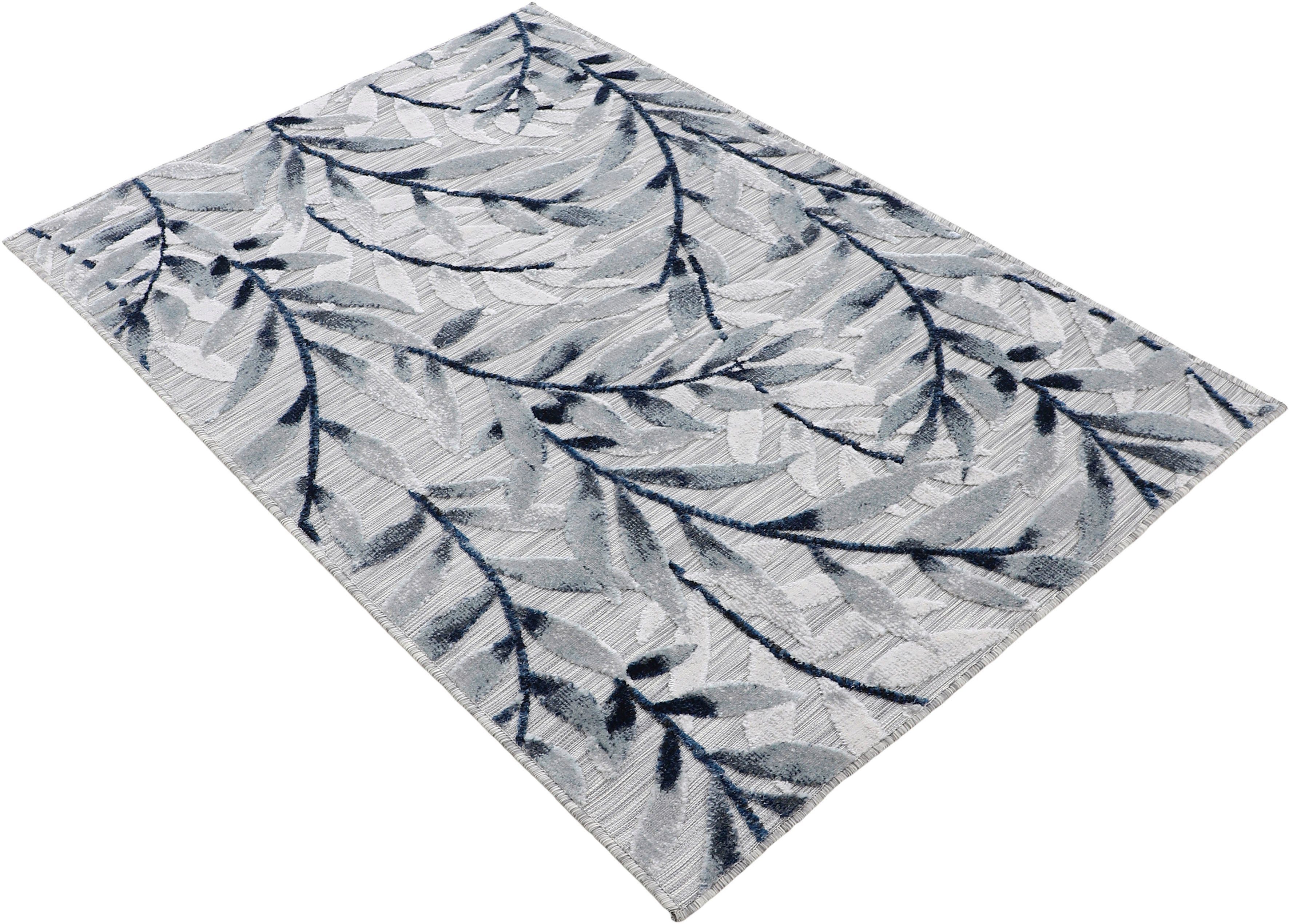 carpetfine, Effekt Palmenblätter, rechteckig, Höhe: 100, Motiv- mm, 4 Teppich Flachgewebe, Floral Hoch-Tief robustes Deja