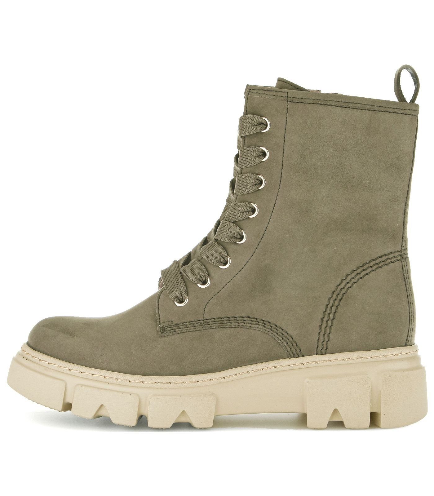 Stiefelette Gabor Nubukleder Olive Schnürstiefelette