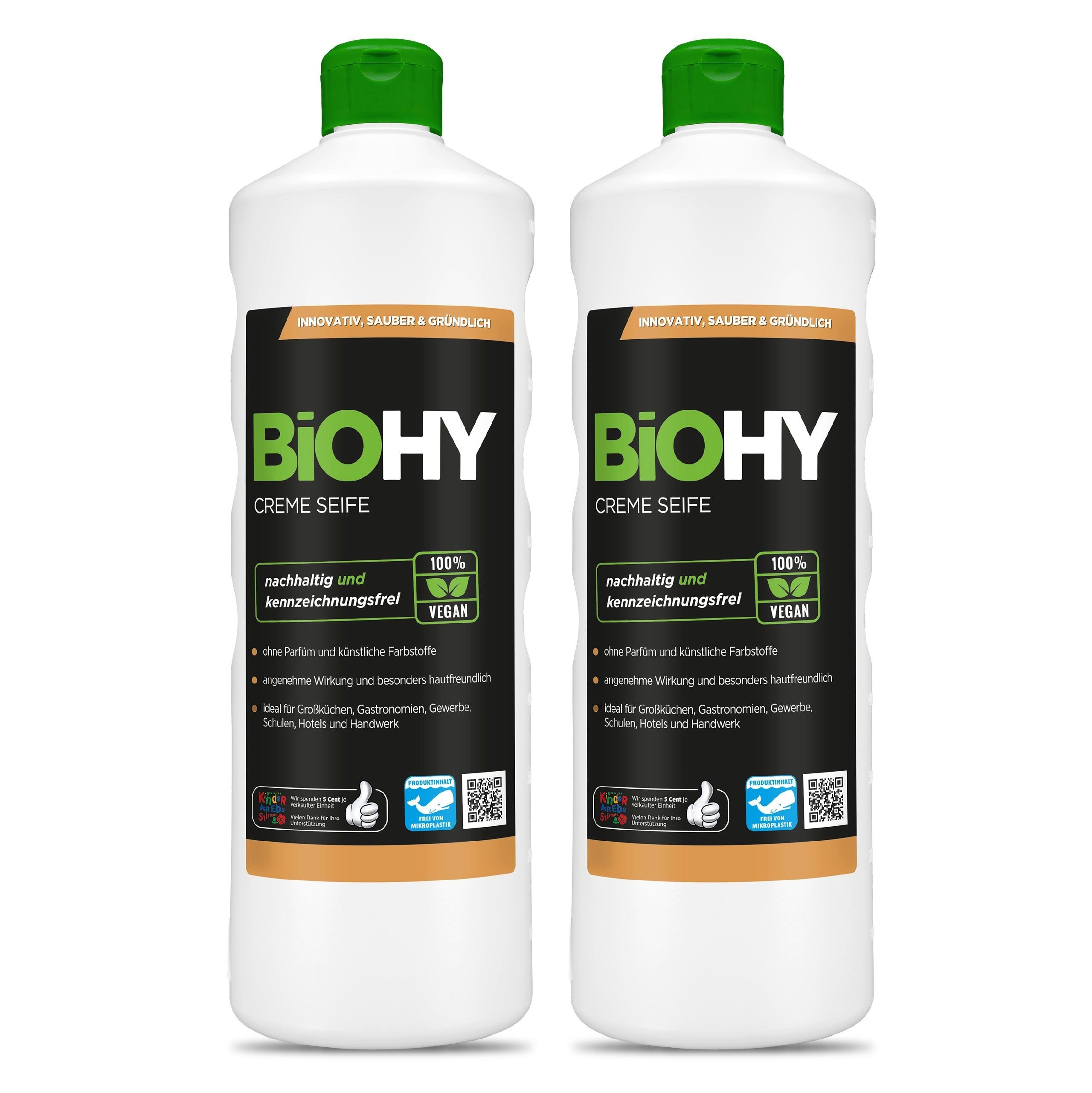 BiOHY Feuchtigkeitscreme Creme Seife 2er Pack (2 x 1 Liter Flasche), 2-tlg.