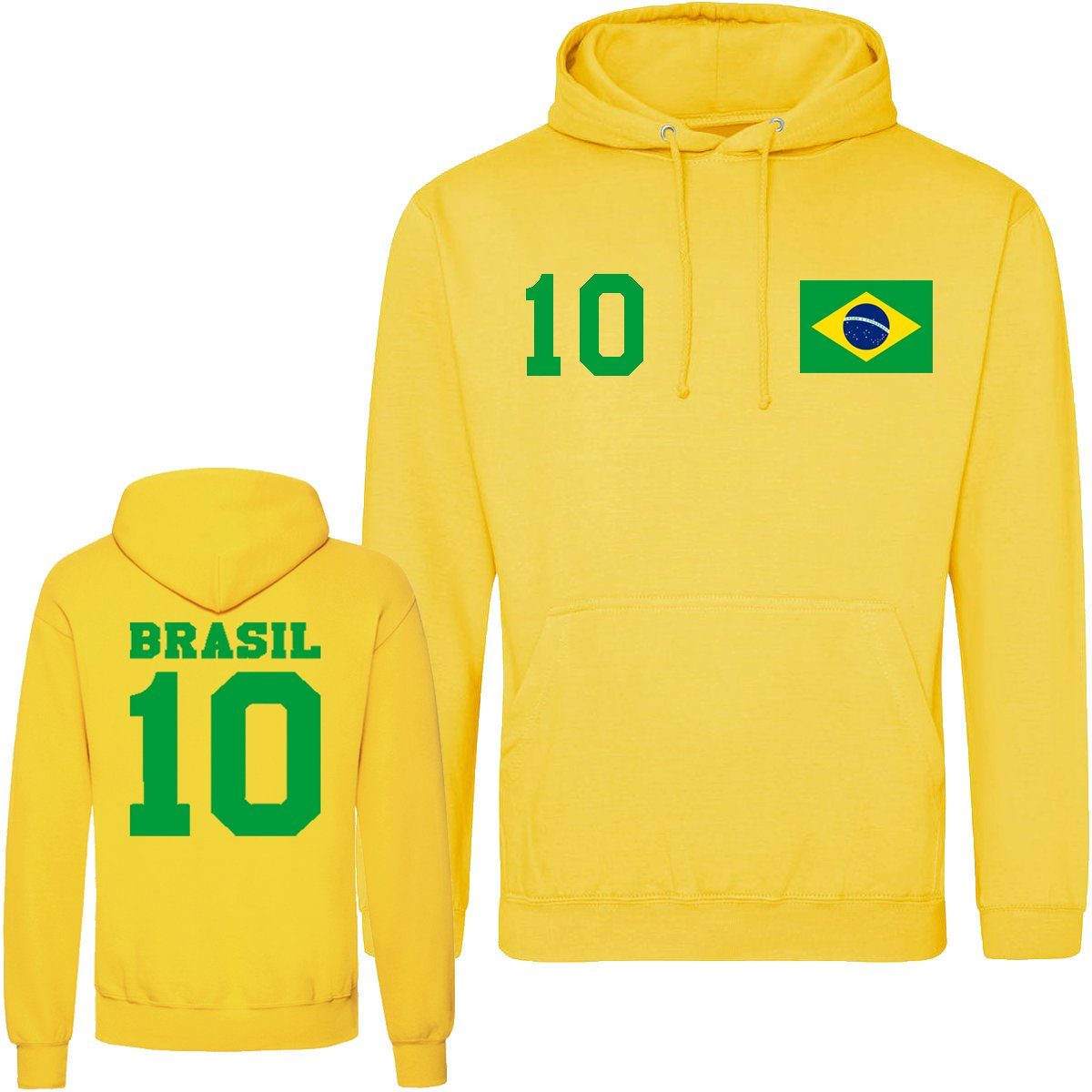 Kapuzenpullover Brasilien Herren Hoodie im Fußball "Trikot" Look