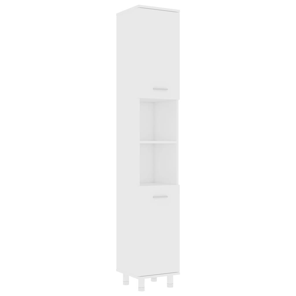vidaXL Badezimmer-Set Badezimmerschrank Weiß 30x30x179 cm Holzwerkstoff, (1-St)