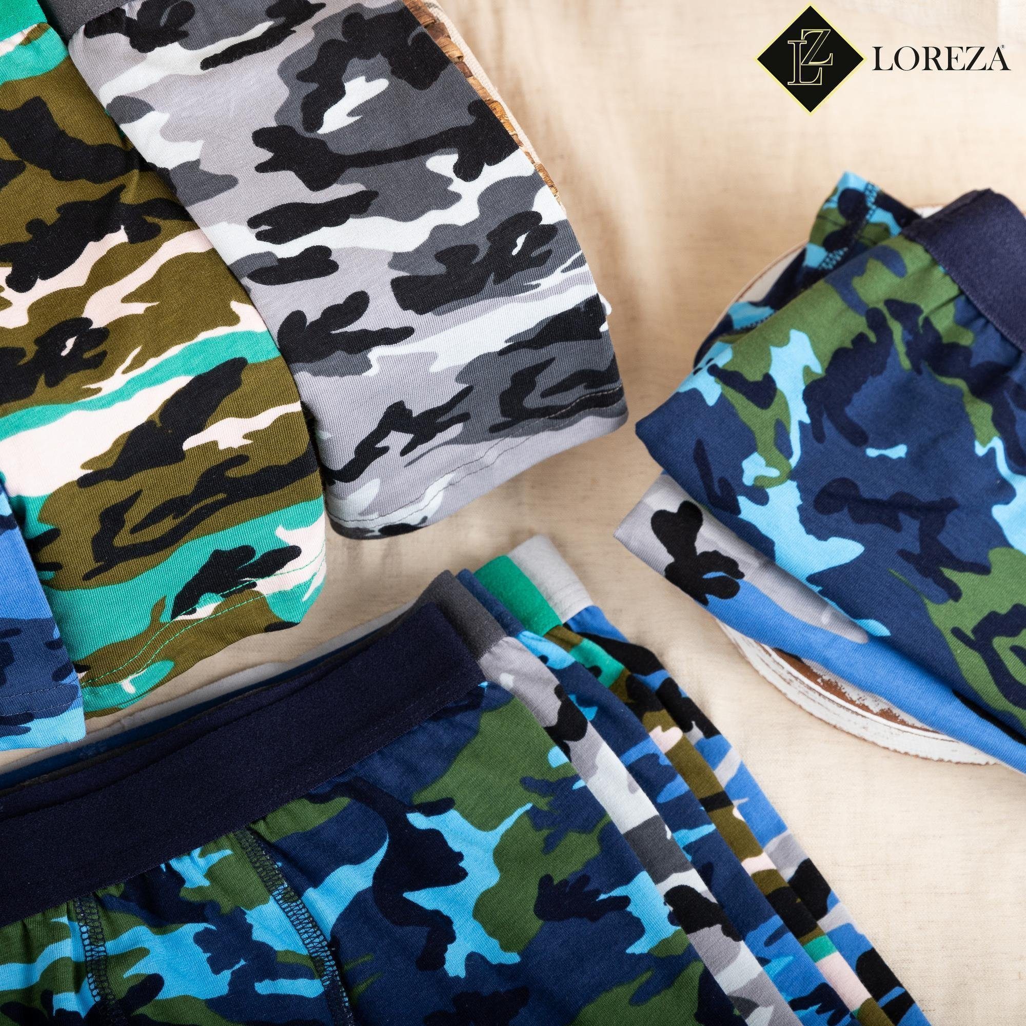 LOREZA Boxershorts 10er Set Jungen Boxershorts - Camouflage - Bunt (Set, 10-St)
