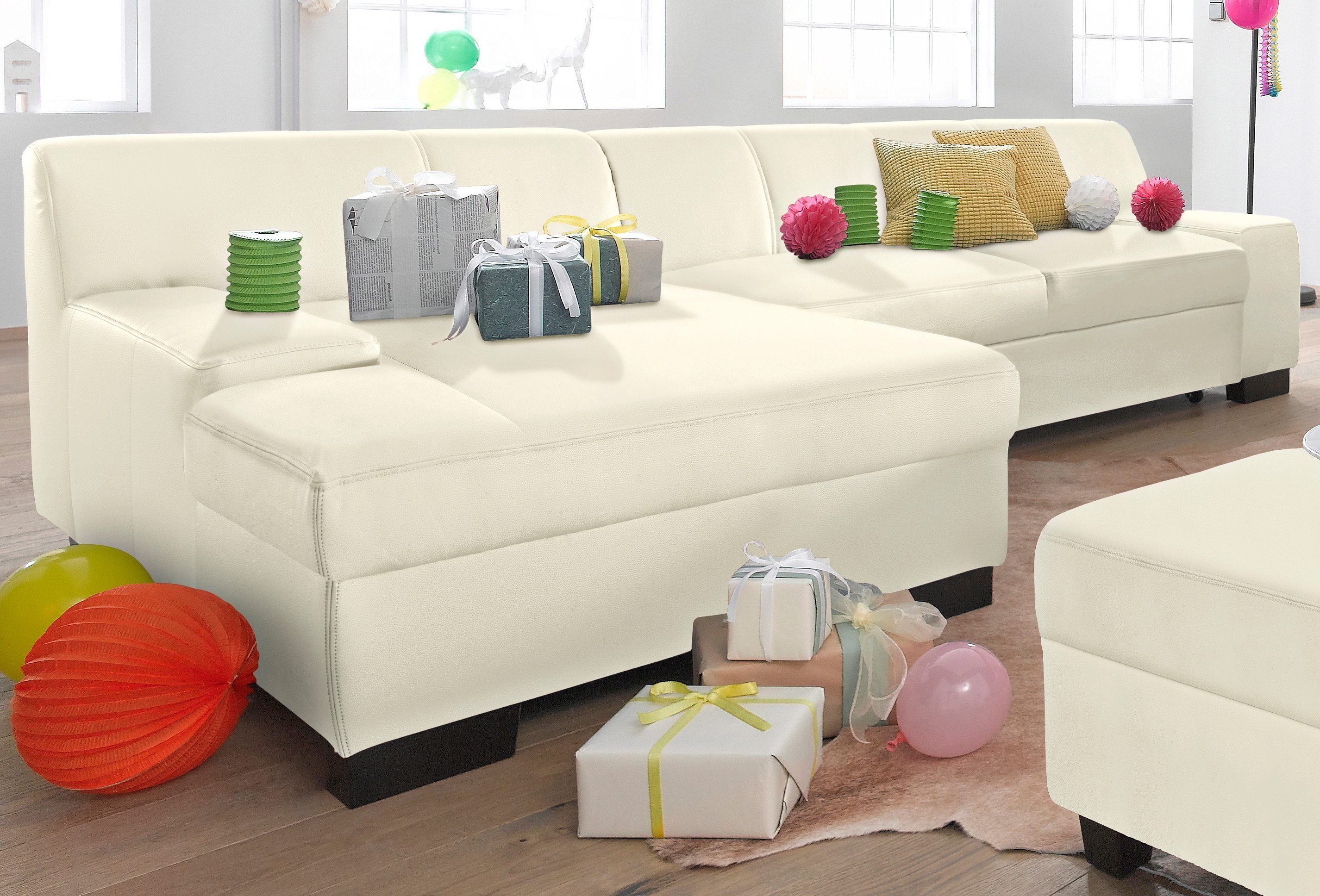 DOMO collection Ecksofa "Norma Top, elegant und modern, flache Armlehnen, k günstig online kaufen