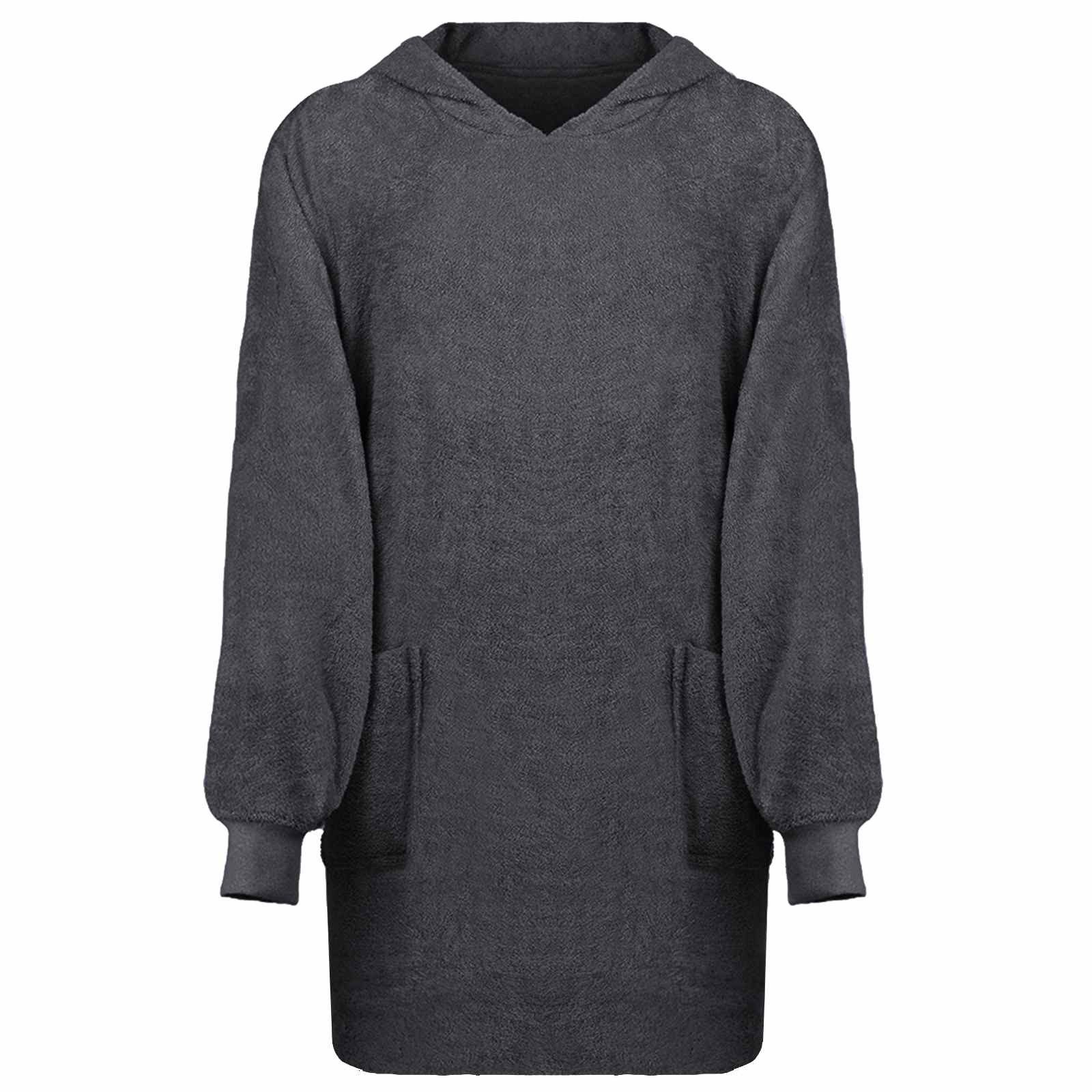 vidaXL Bademantel Decken-Hoodie KINN Anthrazit L Baumwolle, Baumwolle
