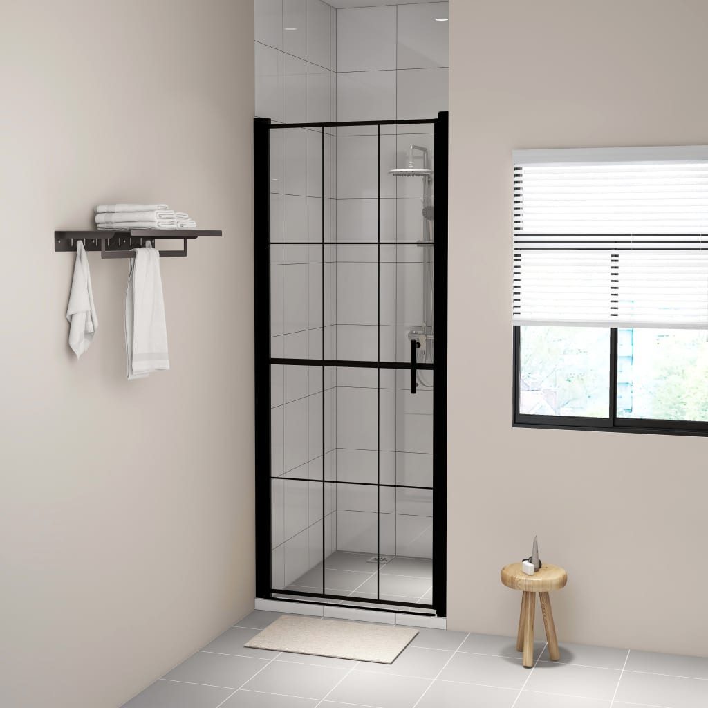 vidaXL Duschwand 81 x 195 cm Duschtür Hartglas 81x195 cm Schwarz
