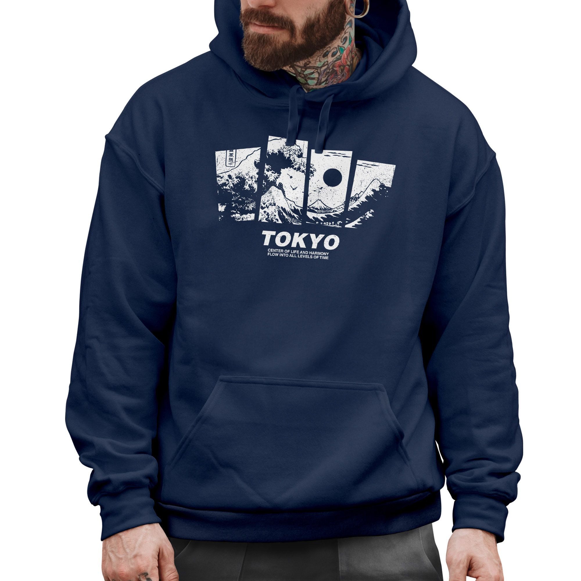 Neverless Hoodie Hoodie Herren Japan Tokyo Große Welle Kanagawa Japanische Kunst