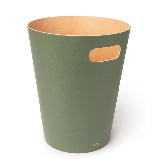 Umbra Mülleimer “Woodrow Abfalleimer Grün”, 7,5 Liter, aus Holz, Papierkorb