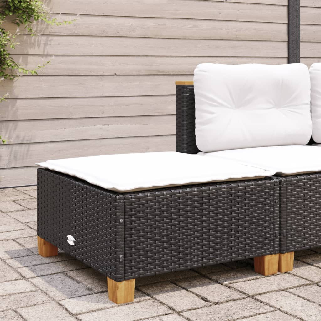 vidaXL Hocker Gartenhocker mit Kissen Schwarz 63,5x56x32 cm Poly Rattan (1 St)