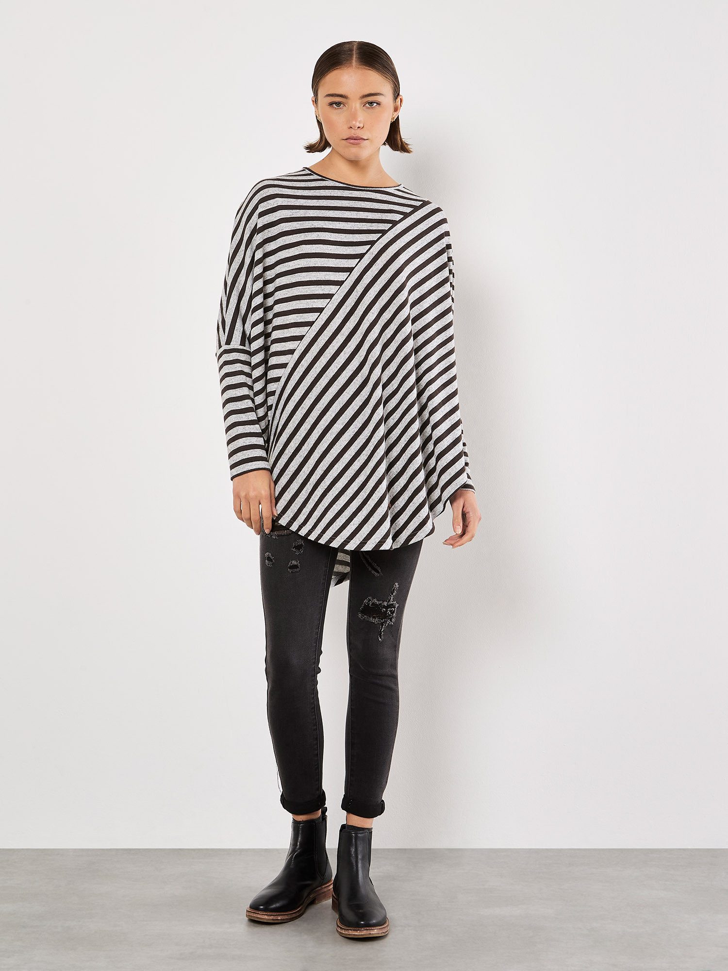 Apricot Streifenpullover gestreiftes Jersey-Top, mit asymmetrischem günstig online kaufen