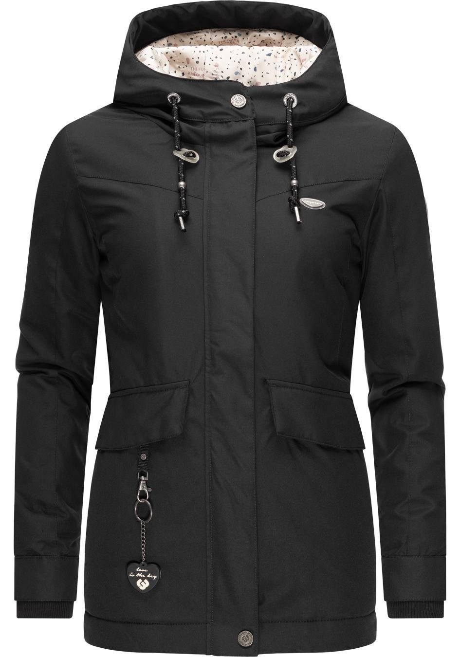 Outdoorjacke Ragwear Jazmin recycelten aus Materialien II Intl. gefütterte Winterjacke Remake schwarz