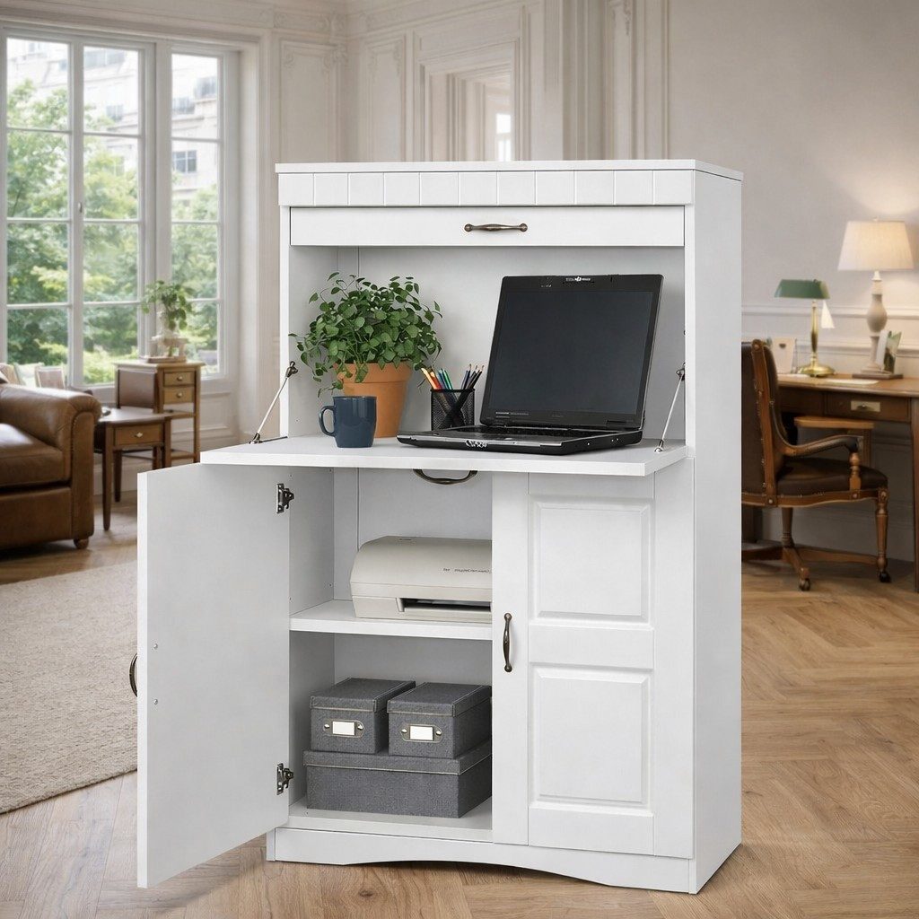 Sekretär Sekretär Landhausstil weiß mdf Schreibtisch 78 x 36 x 124 #345