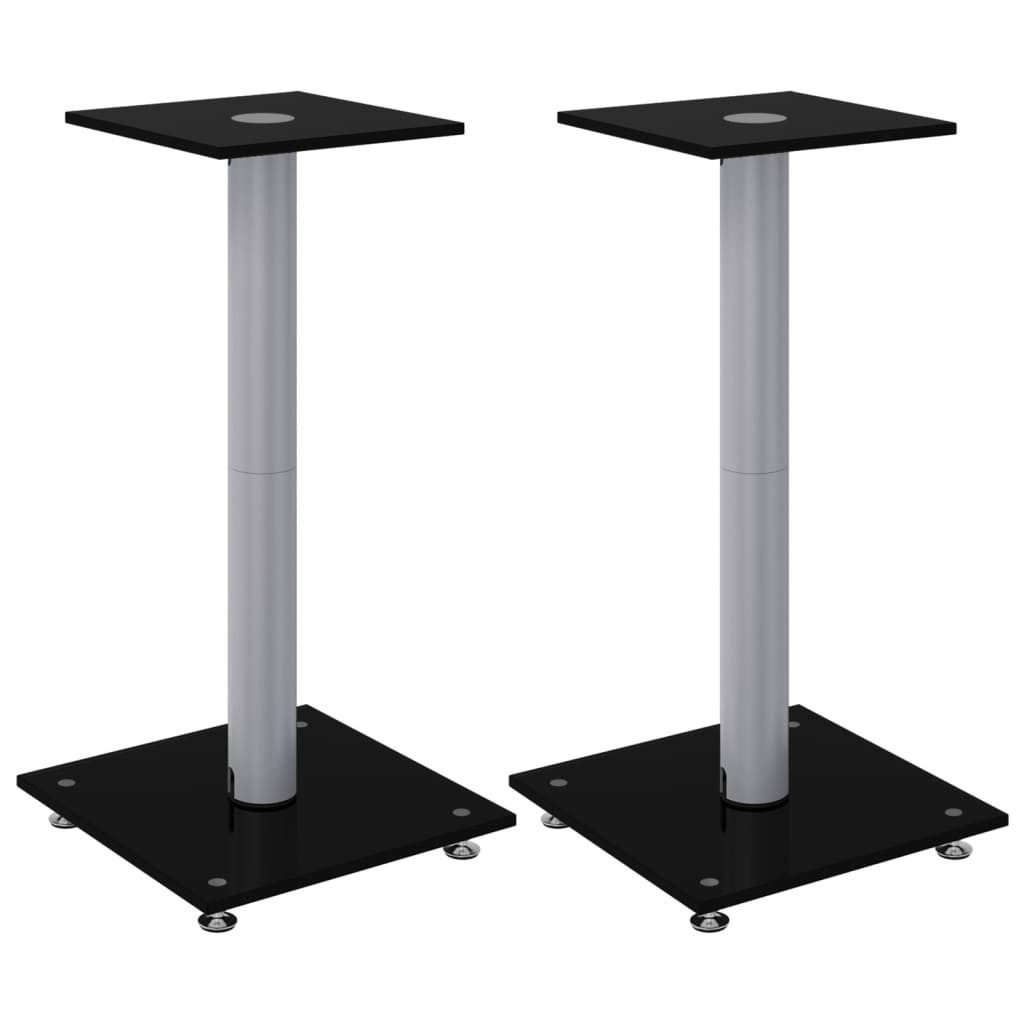vidaXL Lautsprecherständer Lautsprecher-Ständer 2 Stk. Schwarz & Silbern Hartglas 1 Säule