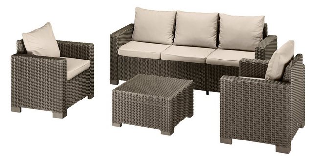 BEST Loungeset Mombasa, 14-tlg., 3er-Sofa, 2 Sessel, Tisch 68x68 cm, Kunststoff