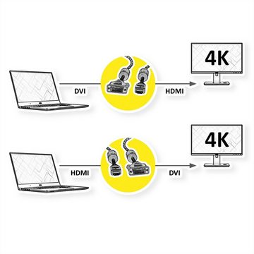 ROLINE GOLD Monitorkabel DVI (24+1) - HDMI, ST/ST Audio- & Video-Kabel, DVI-D 24+1, Dual-Link Männlich (Stecker), HDMI Typ A Männlich (Stecker) (100.0 cm)