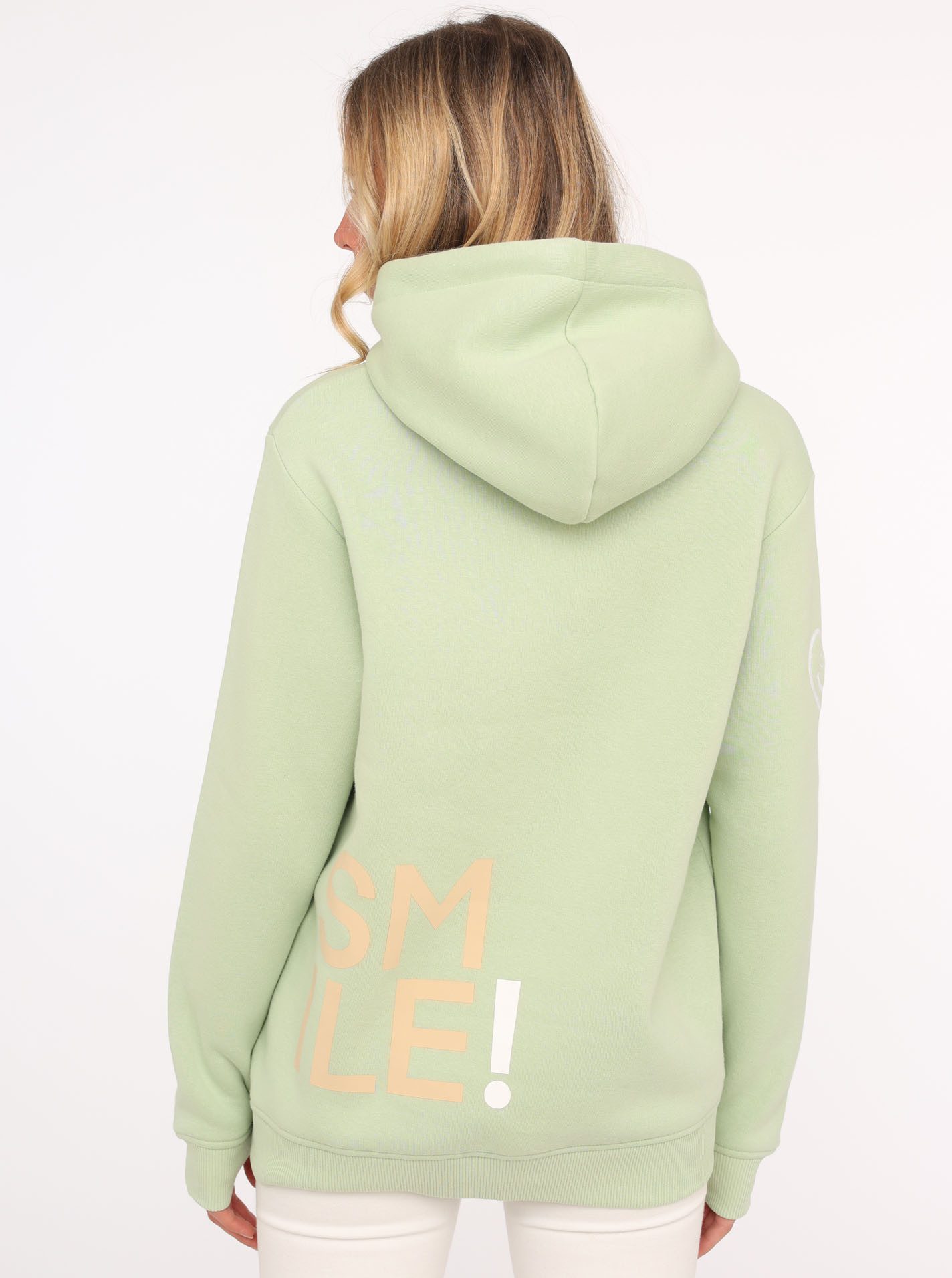 Zwillingsherz Hoodie "Alissa" Langarm, Kapuze, Neon-Details, Kordelzug, Frontprint, Kängurutasche