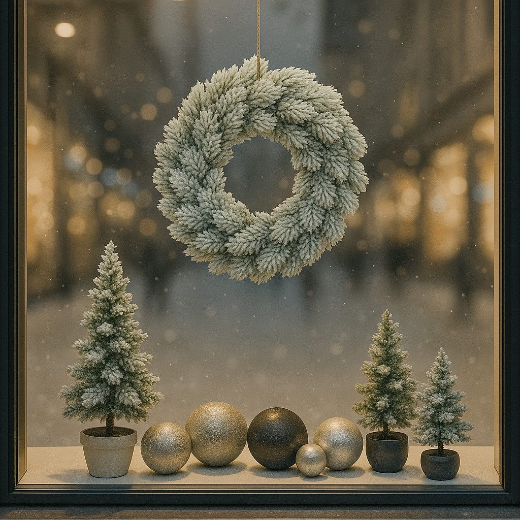 Kunstkranz Tannenkranz, I.GE.A., Höhe 6 cm, Adventskranz künstlich mit Schnee Weihnachtskranz Türkranz Deko – Bild 2 von 4