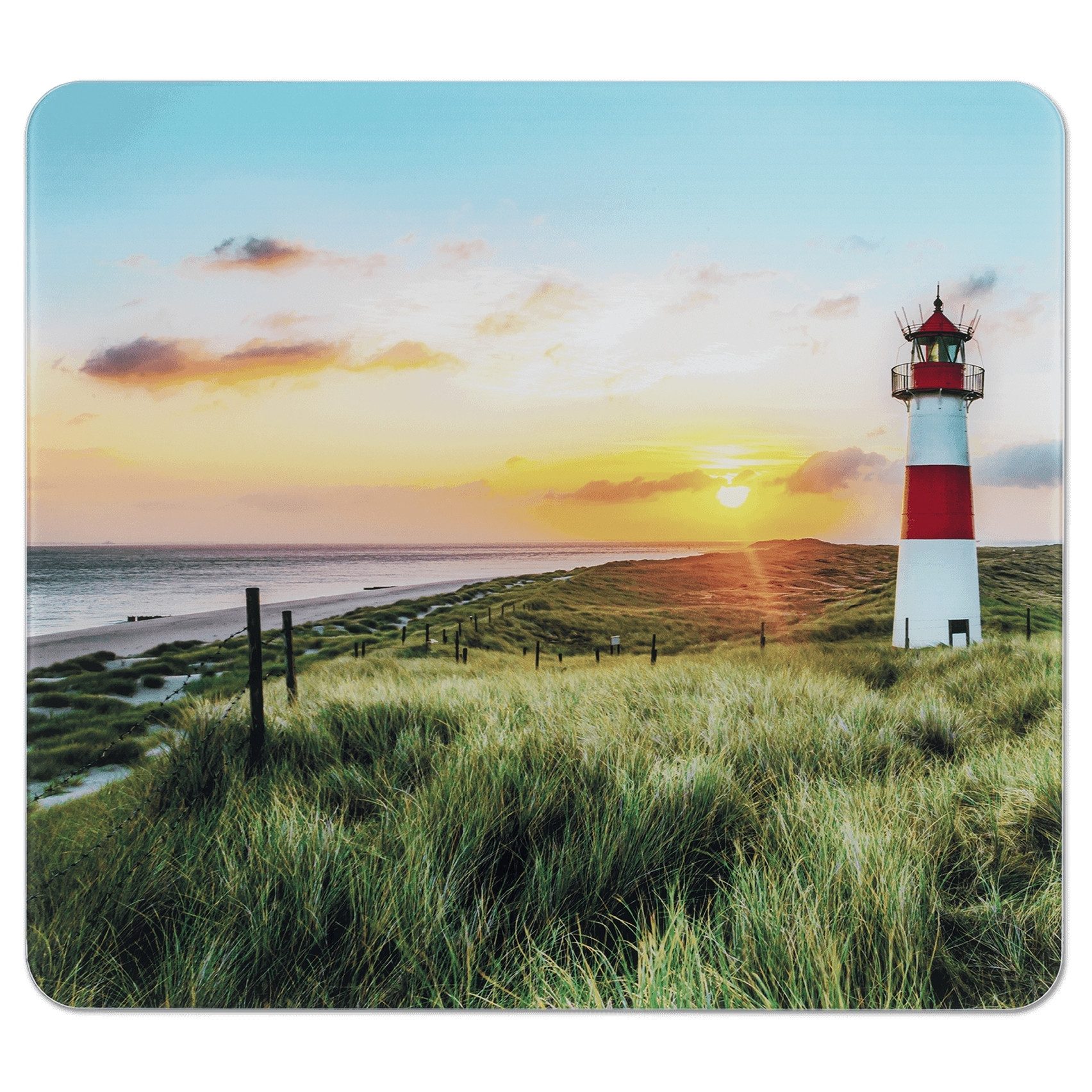 Maximex Schneide- und Abdeckplatte Modell Leuchtturm, Glas, Spritzschutz, Herdblende, Schneidbrett, für Glaskeramik-Kochfelder