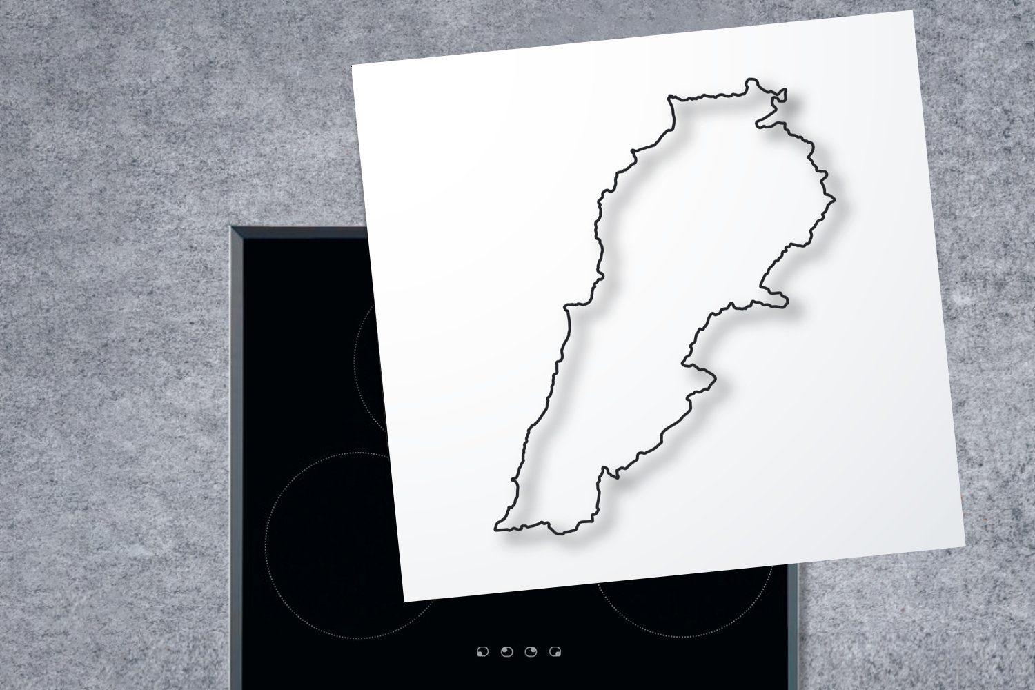 tlg), der Ceranfeldabdeckung, schwarzer des Libanon Herdblende-/Abdeckplatte mit MuchoWow Linie, (1 cm, Arbeitsplatte Vinyl, für 78x78 Karte Illustration küche