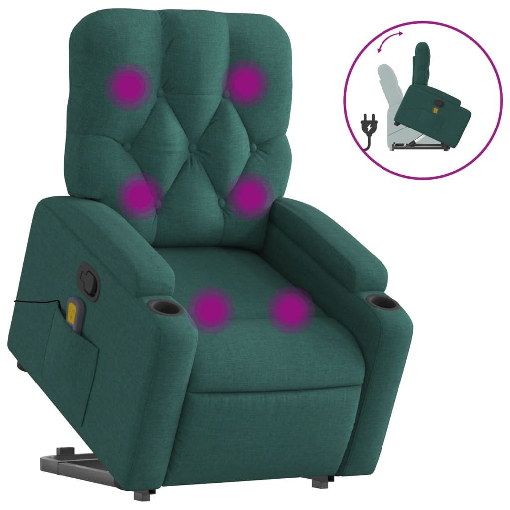 vidaXL Sessel Massagesessel mit Aufstehhilfe Dunkelgrün günstig online kaufen