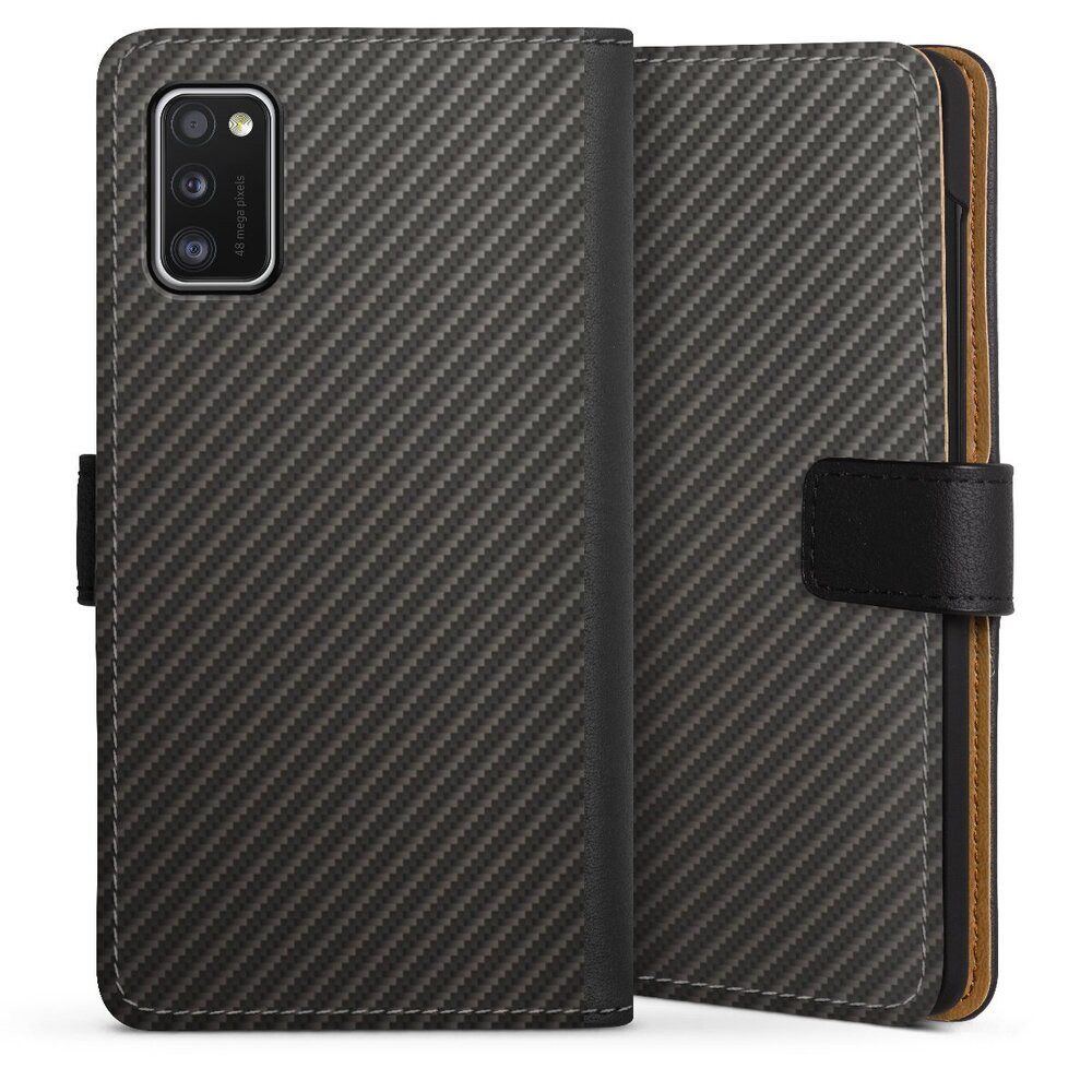 DeinDesign Handyhülle Metallic Look Muster Carbon Carbon, Samsung Galaxy A41 Hülle Handy Flip Case Wallet Cover