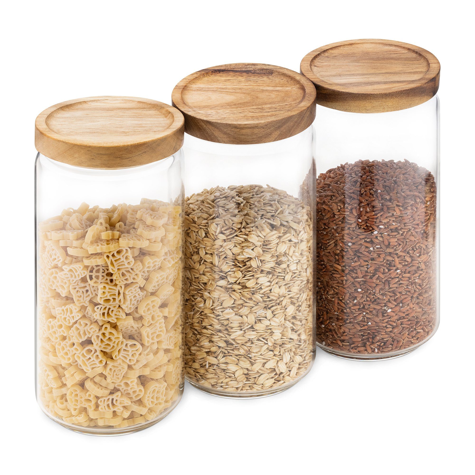 Navaris Vorratsdose Vorratsgläser Set mit Akaziendeckel - 3x 950ml - für Lebensmittel, Borosilikatglas, (3-tlg)