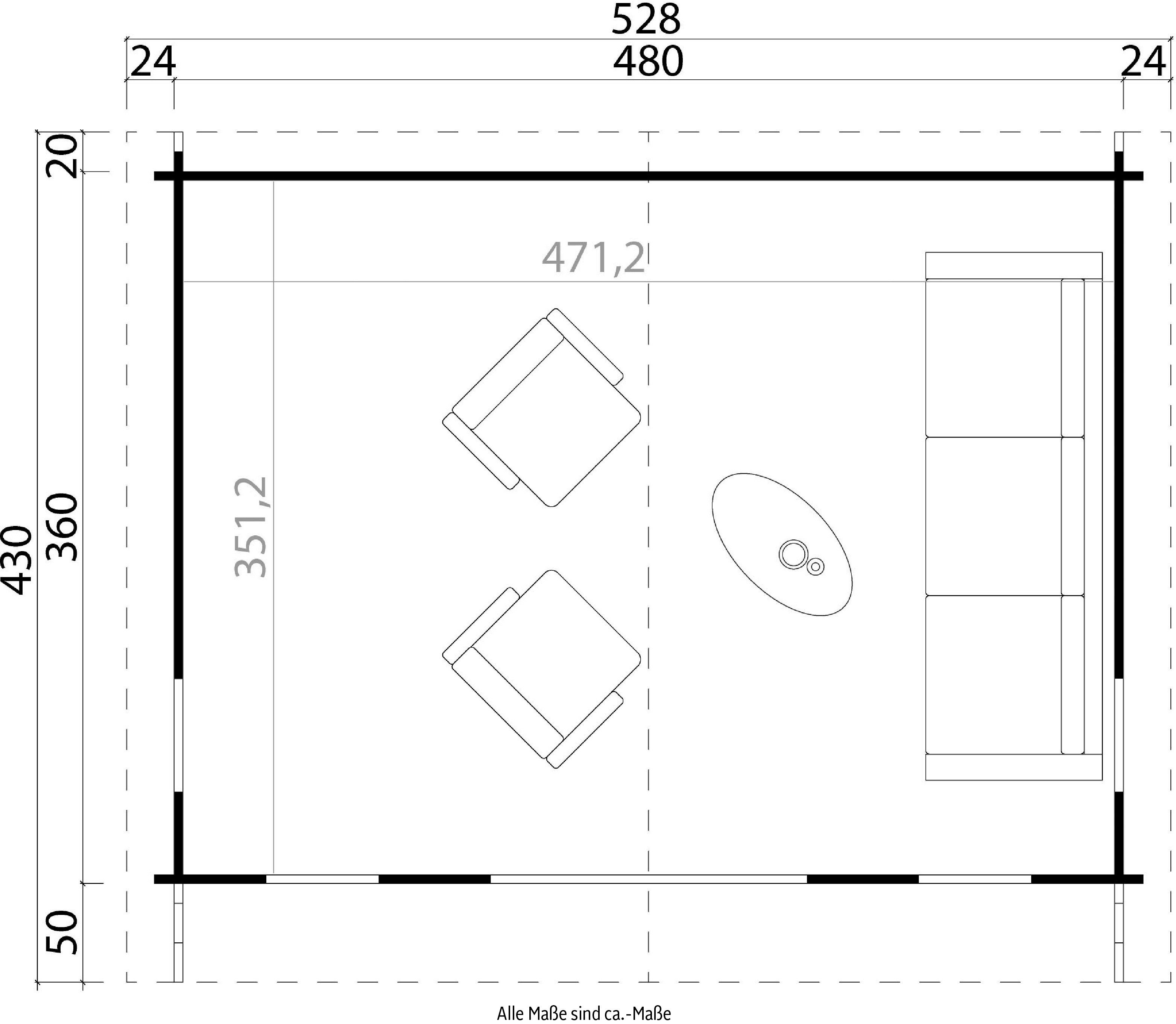 MAJA zum naturbelassen BxT: inkl. ELGIN 528x430 verlegen) (Set, Gartenhaus Fussbodenbretter 44, LASITA cm,