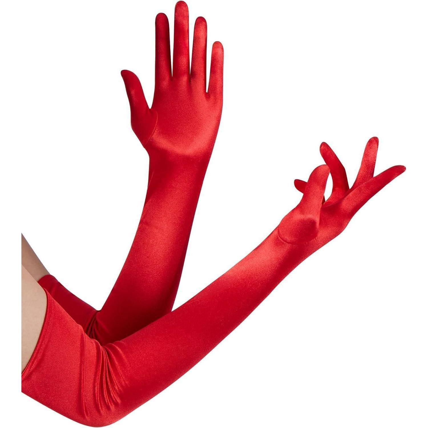 LuxusKollektion Kostüm Handschuhe Satin Damen 20er Opernparty Seide Braut Rot