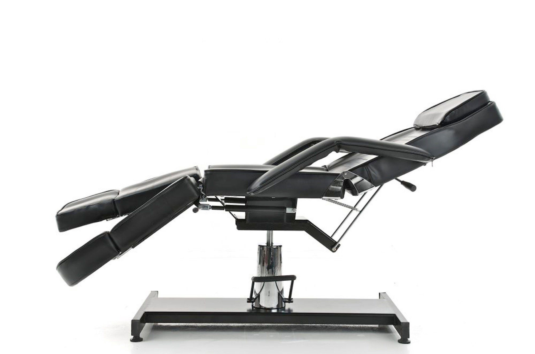 TPFLiving Massageliege Sphere - Hydraulische Kosmetikliege (Massagebett 360° drehbar. Sitzhöhe 60 - 75 cm, Massagesessel bis zu 400 kg belastbar), mit Feinzellenschaumstoff gepolstert - Material: Kunstleder schwarz