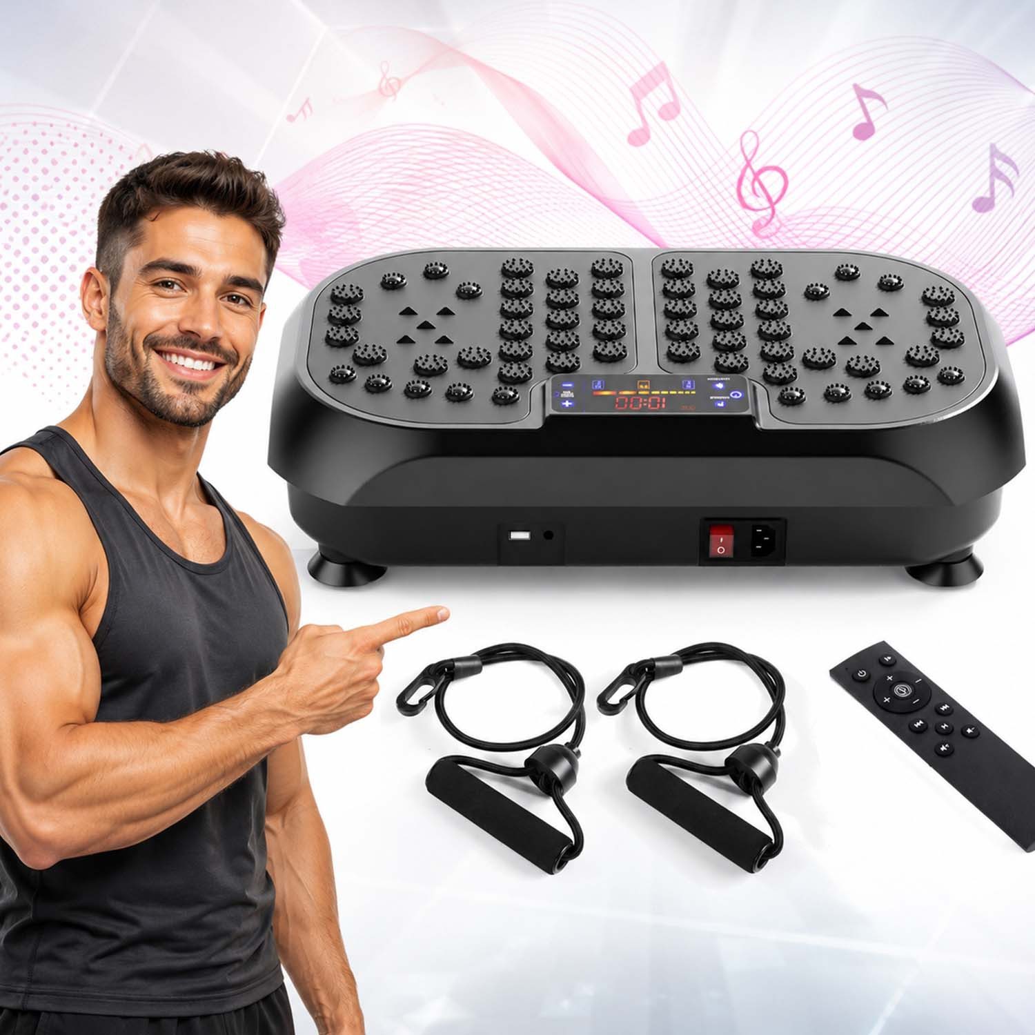 Vibrationsplatte 4D Vibrationsplatte Profi-Ganzkörpertraining für Zuhause,Leise Motoren