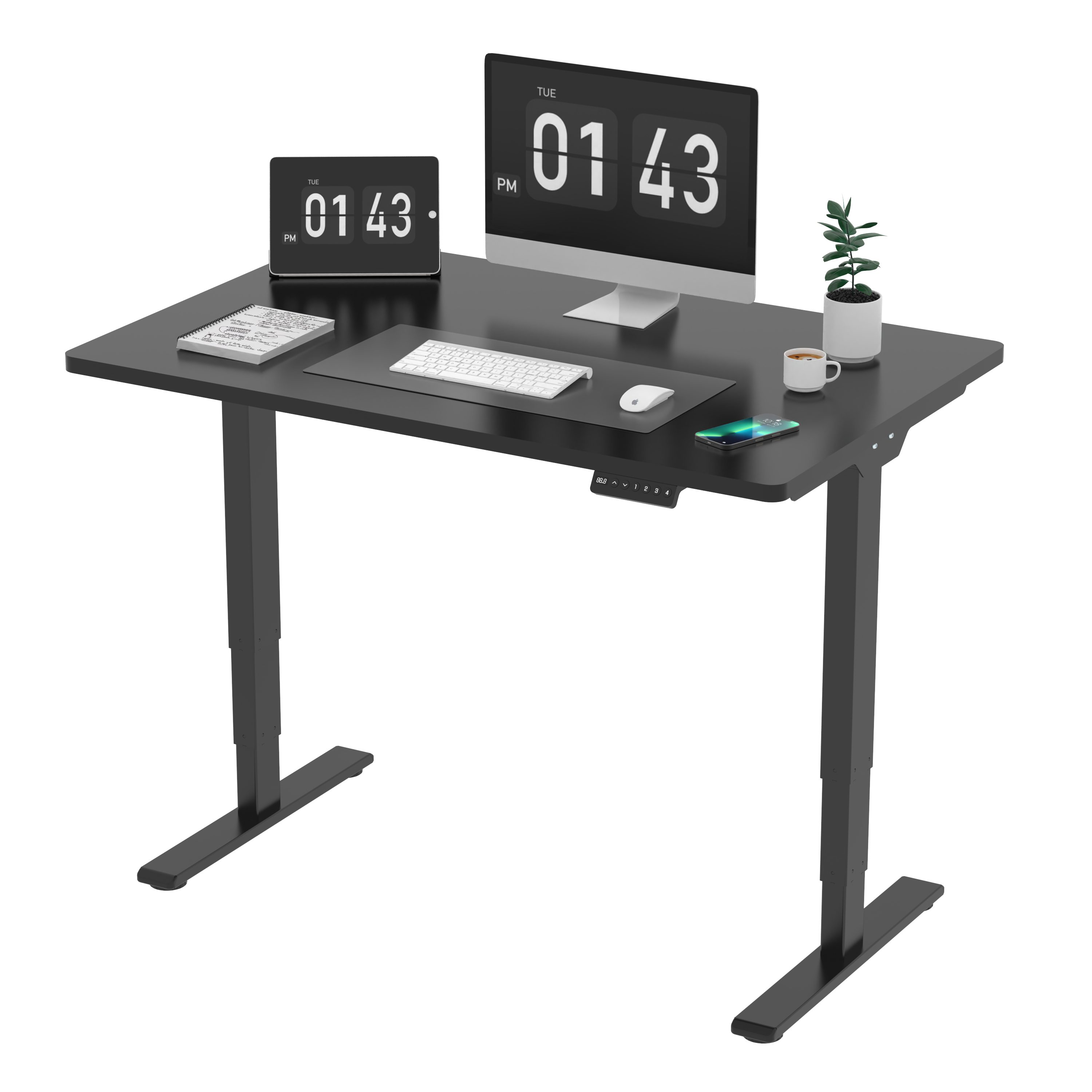 Tischplatte), inkl. schwarz Schreibtisch, Tastatur Schreibtisch schwarz | SANODESK (Höhenverstellbarer Praktische ET365 3-Fach-Teleskop,