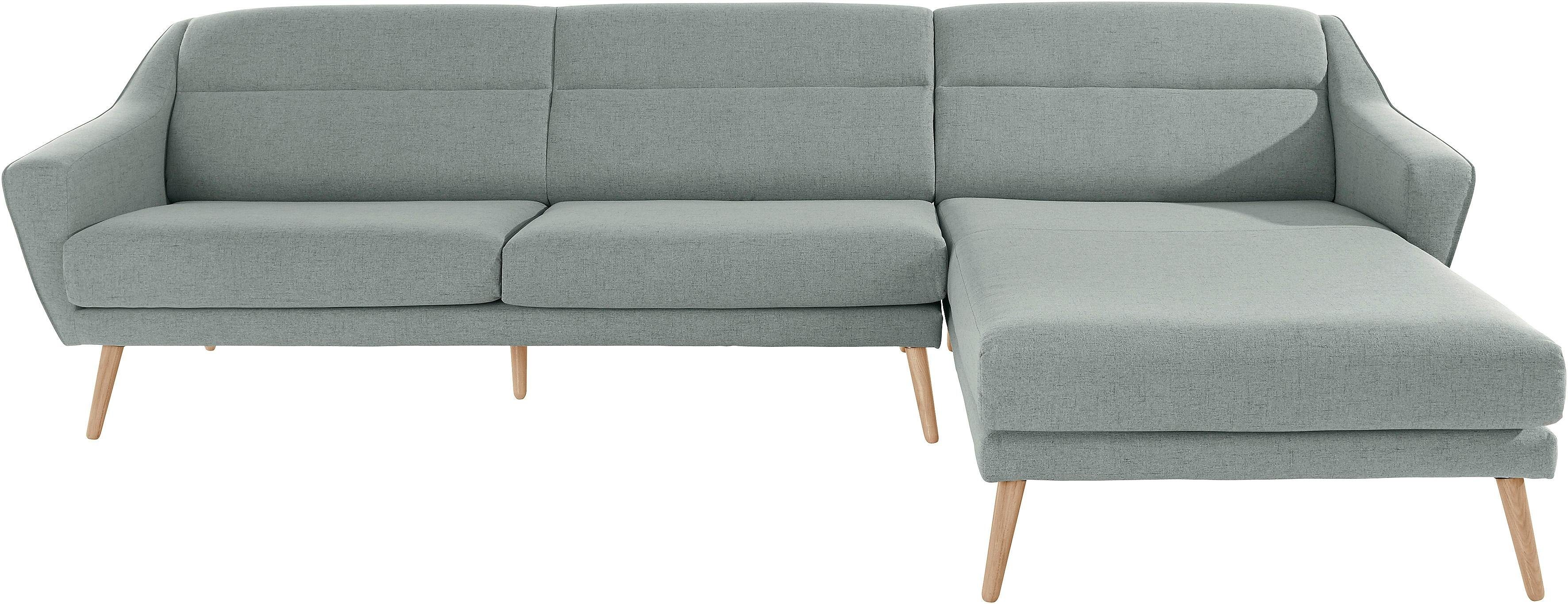 andas Ecksofa "Bille L-Form" mit Naht im Rückenkissen und Beinen aus Eichen günstig online kaufen