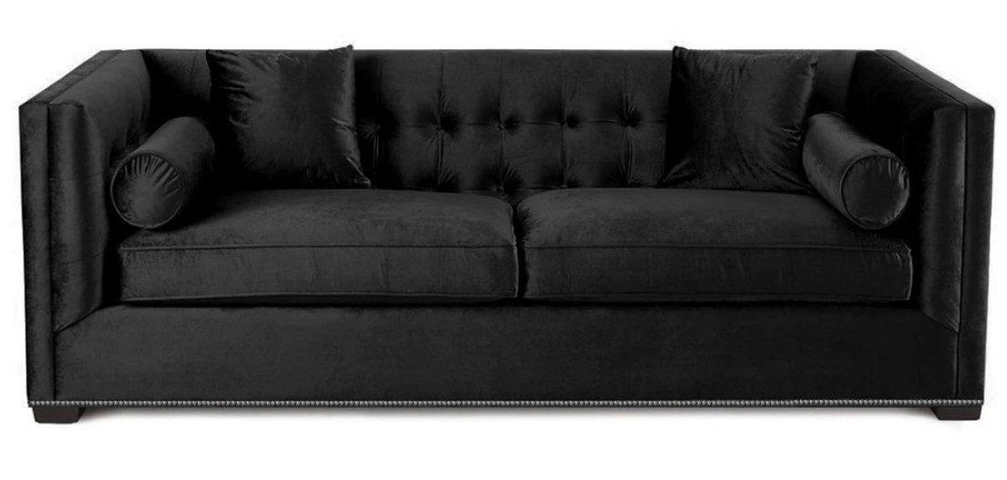 JVmoebel Chesterfield-Sofa Moderner Chesterfield Dreisitzer Schwarzes in Europe Polstersofa Stoffmöbel Neu, Made