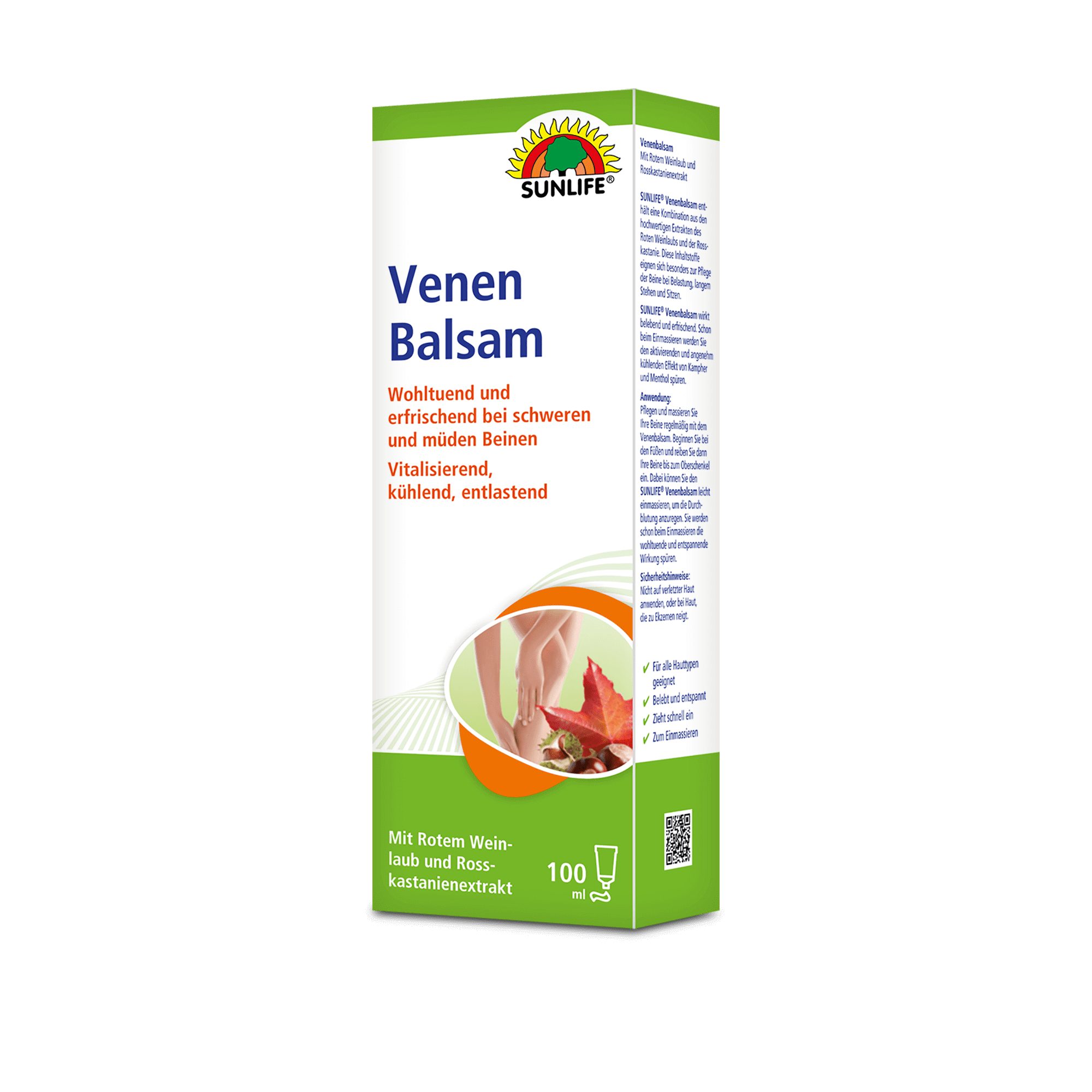 SUNLIFE Körperbalsam SUNLIFE® Venen Balsam 100 ml Kühlend Pflege Durchblutung Erfrischung