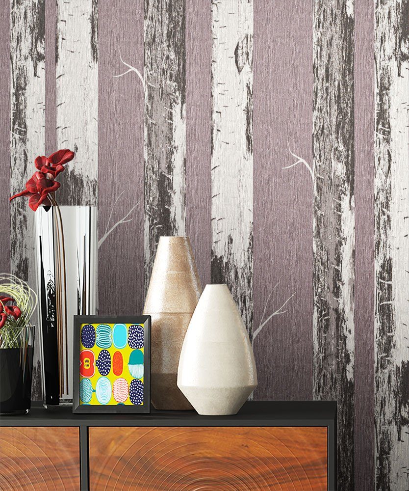 Newroom Vliestapete Blumentapete Lila Weiss Wallpaper Floral Blumen Tapete Birke Pflanzen Wohnzimmer Schlafzimmer Buro Flur Online Kaufen Otto