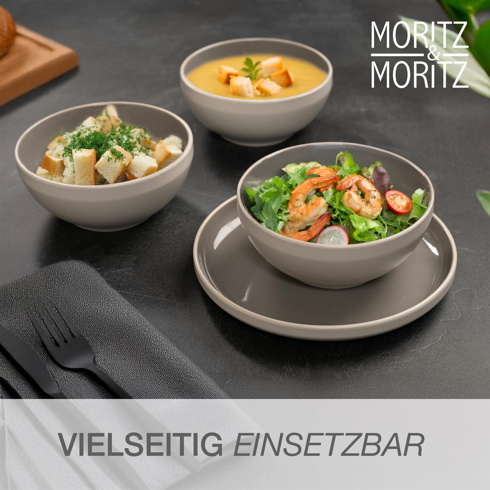 Moritz & Moritz Geschirr-Set CAVO Müslibowl Stone (6-tlg), Steinzeug, Spülmaschinengeeignet – Bild 5 von 5